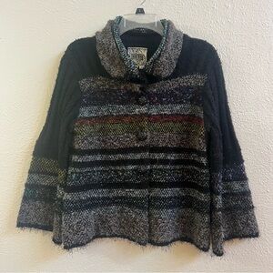 Curio black multicolored woven sparkly button cardigan